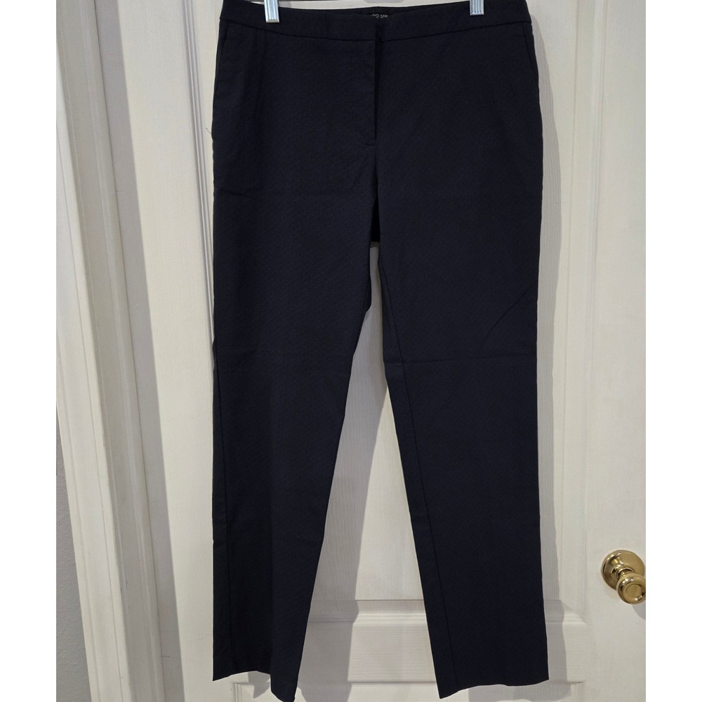 Mario Serrani Dress Pants Womens 8 Navy Medallion NWT Slim Leg Geometric Print
